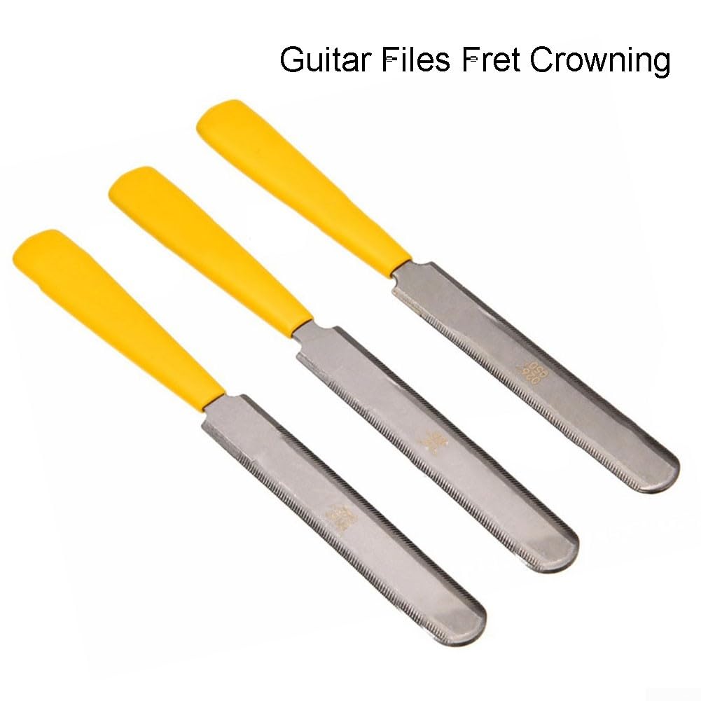 Uitar Lot de 3 limes à sillet de guitare Uitar Luthier Lime Frette Couronnement Outil de réparation Kit Accessoires
