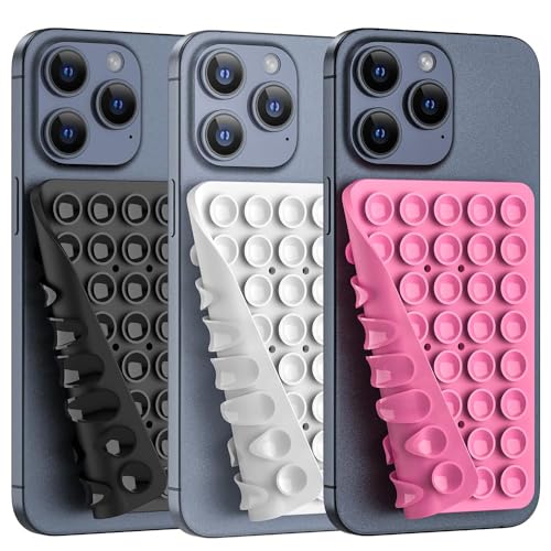 Image of EDNITA Suction Cup Phone Case Mount, Double-Sided Suction Anti Slip Silicon Sticky Phone Stand for iPhone and Android, Hands-Free Strong Grip Holder for Selfies and Videos (Multi Color (Pack of 2))