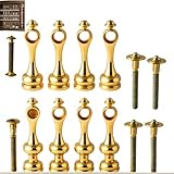 TOPPERFUN 8Pcs Railing Bracket Spindles, Gallery Rails for Shelves Furniture Connectors, Metal Post End Caps, Brass Color Shelf Rail Brackets Cabinets Gallery Spindles for Railing, Bar Cart and Cabin