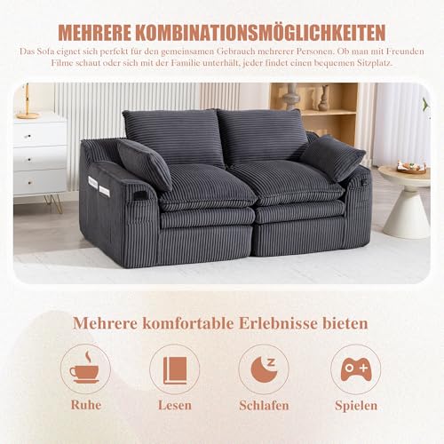 Sofá modular con núcleo de muelles y espuma de 3 capas gris oscuro 5