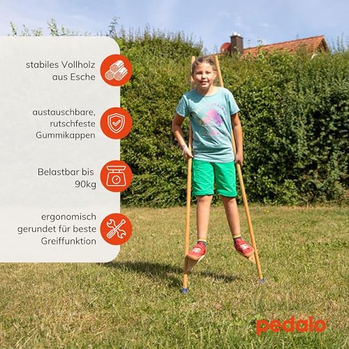 Stelzen für Kinder Pedalo 150 cm – Verstellbare Holzstelzen mit Antirutschfüßen