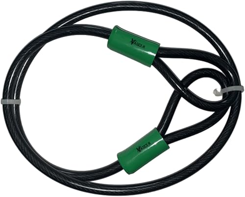 Miniatura 9 de Candado de cable para bicicleta, cable de seguridad de 7 pies (3/8 pulgadas) con bucles, acero trenzado antirrobo resistente con revestimiento de
