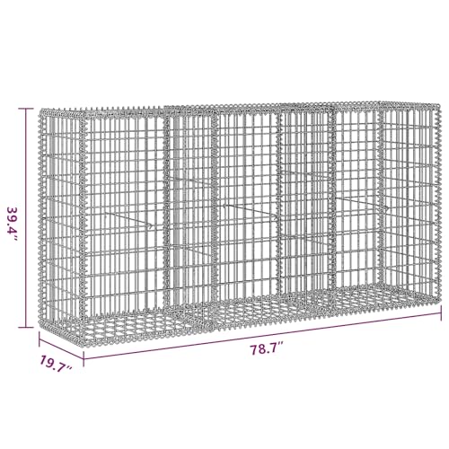Panier de gabion en acier 200x50x100 cm pour cloture et mur de jardin