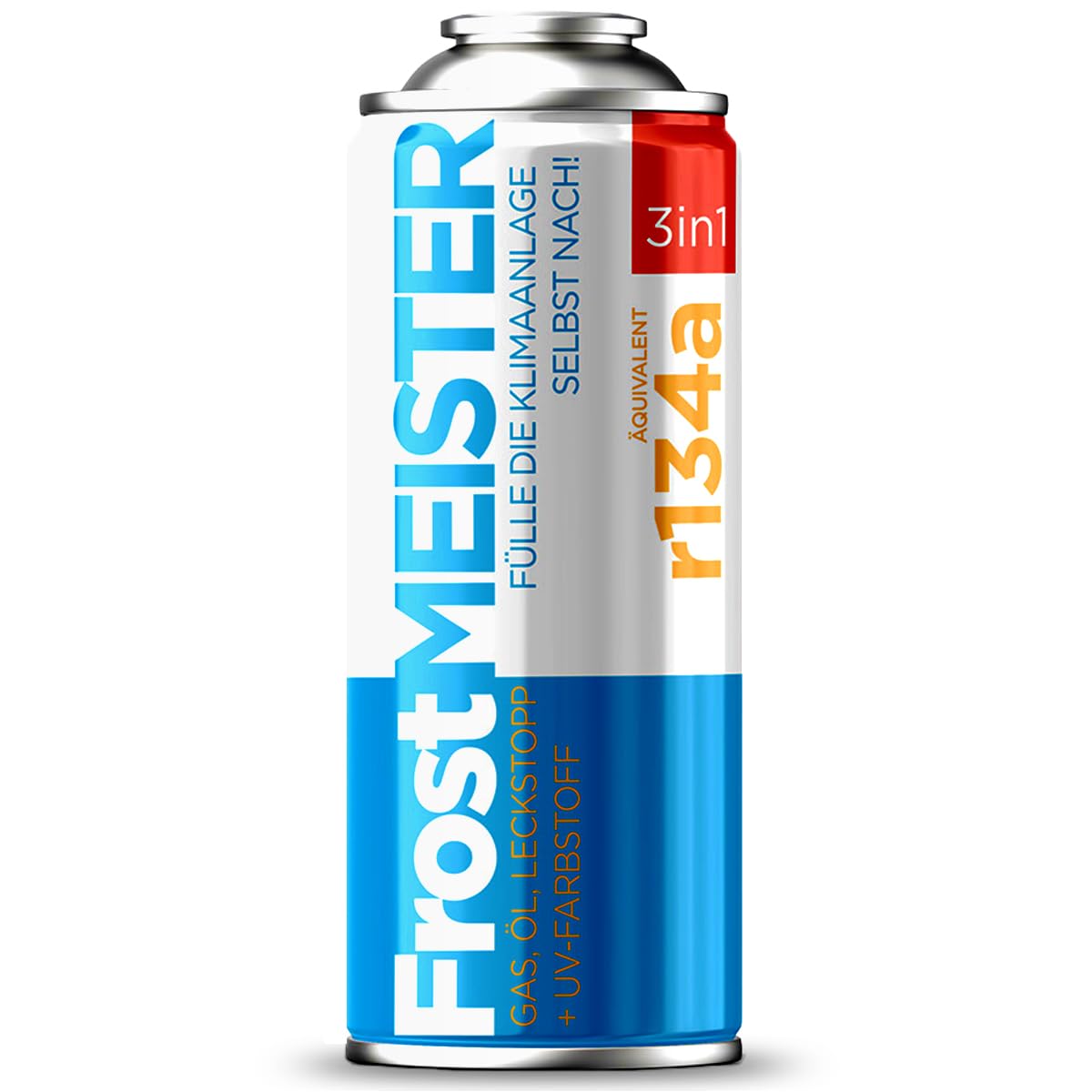 FrostMEISTER 3 in 1 – Komplettes 400 ml Klimaanlagen-Nachfüllset inkl. Ersatz für das Kältemittel, Kompressoröl und Dichtmittel – Schnelle und einfache Leistungswiederherstellung, kompatibel mit R134