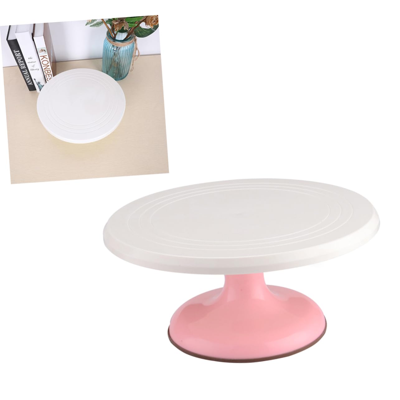 POPETPOP Plato Giratorio y Movimiento Suave Redondo para Tartas de Plástico Diseño Giratorio 360° Adecuado para Decoración de Pasteles en Casa y Repostería