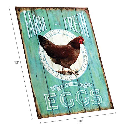 Barnyard Designs 'Farm Fresh Free Range Eggs' Retro Vintage Metal Tin Bar Sign, Decorative Wall Art Signage, Primitive Farmhouse Country Kitchen Home Décor, 10" X 13" #TOP5