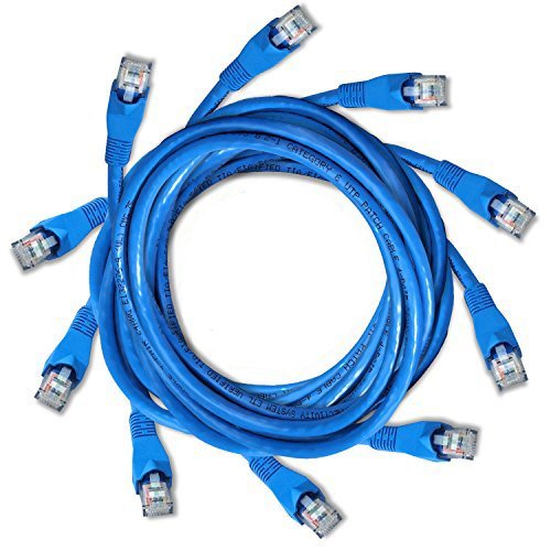 DynaCable Heavy Duty Cat6 Ethernet Copper LAN Cable with Snagless RJ45 Connectors, 5 Pack/1FT, 24AWG 550MHz, UL-Listed, Fast Computer Networking 10 GB Max Speed - Blue