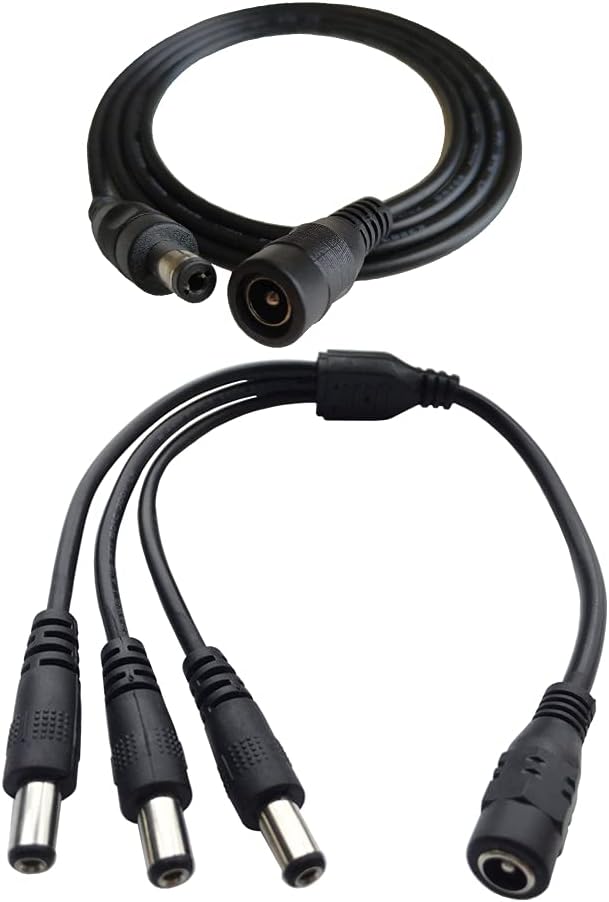 DZYDZRDC 12 V 5.5 x 2.1mm 3 Way Y Splitter Adapter Cable and 1 Metre DC 5.5 x 2.1mm Extension Cable Male to Female (3.3 ft)