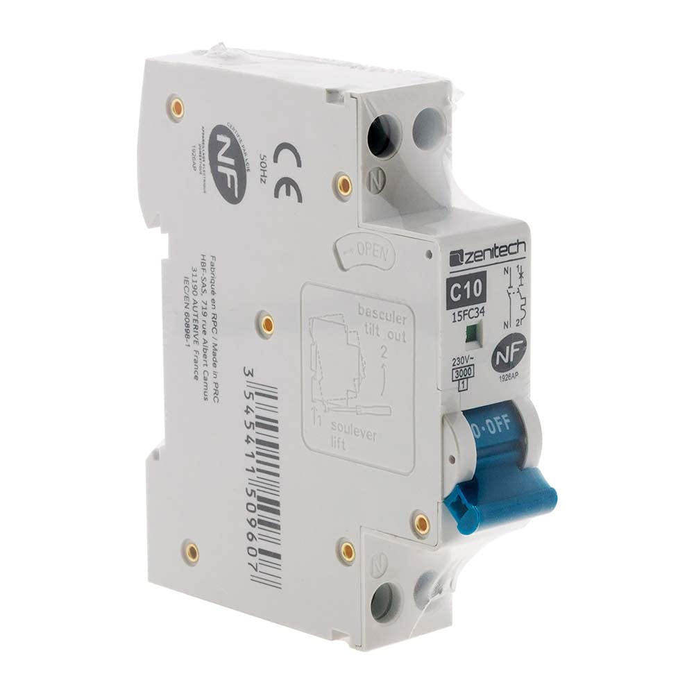 Zenitech-Coffret électrique étanche IP65 8 modules équipé livré avec accessoires - Zenitech & Disjoncteur PH/N 10A NF