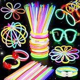 BUDI 467Pcs Glow Sticks Christmas Party Favors New Year Eve Party Supplies for Kids Adult Glow in the Dark 4th of July Accessories Neon Decors Glowsticks Bulk 8 Colors 8' with Connectors for Parties