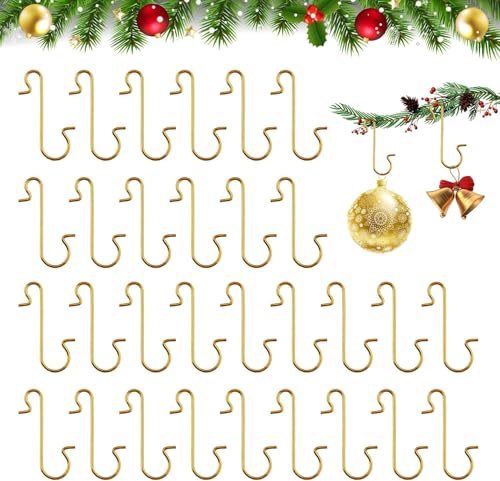 ALUNME 150 Pcs Christmas Ornament Hooks for Christmas Trees Metal Wire Christmass Trees Hooks - Xmas Ornament Hangers for Tree Decoration (150 pcs Golden)