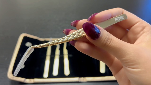 Amazon.com : FEITA Eyelash Extension Tweezer Set Gold Lash