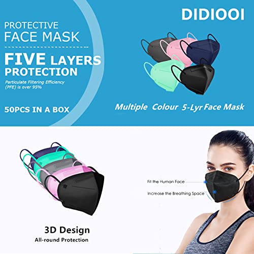 Didiooi Face Masks 50Pcs 5-Ply Cup Dust Safety Masks Breathable & Comfortable Disposable Facemask Respirator Protection Mask #TOP5