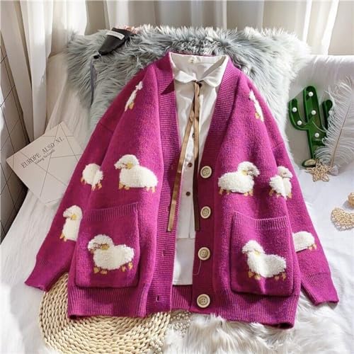 GK-O Ladies Girl Cute Sheep Sweater Coat Cardigan Knitted Tops Kawaii Preppy Cartoon Casual2