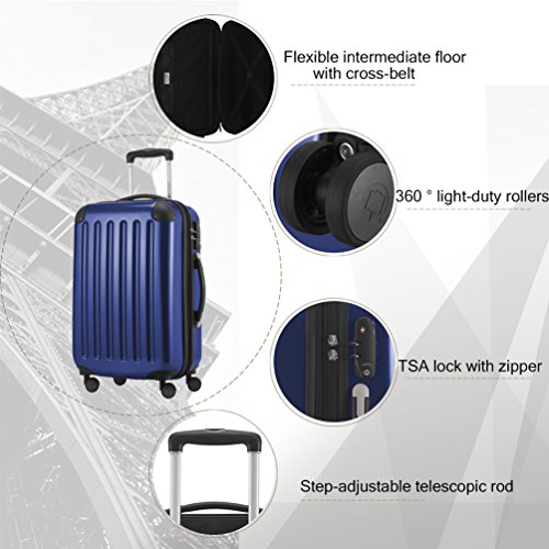 Image of HAUPTSTADTKOFFER Spree Luggages Set Suitcase Set Hardside Spinner Trolley Expandable(20', 24' & 28') TSA, Darkblue, One Size