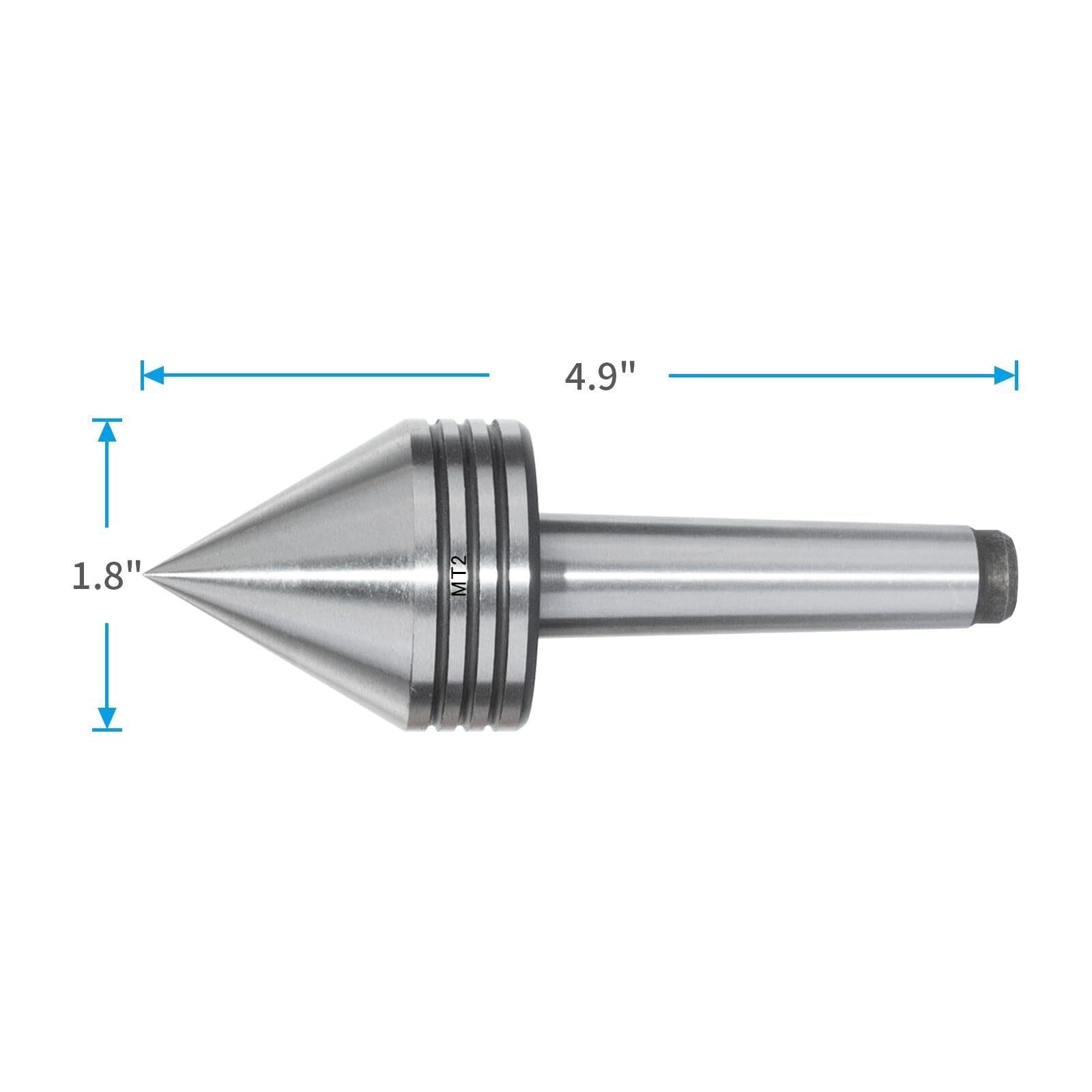 Punto giratorio MT2 para torno de madera, 1-3/4" 60° HRC52