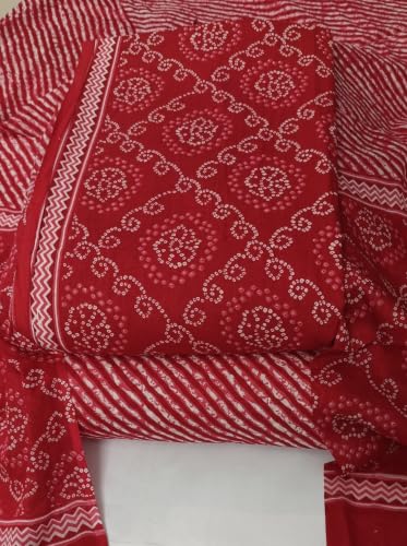 Image of DRAVINAM Trends Women's Premium Cambric Cotton Jaipuri Printed Unstitched Salwar Suit Dress Material with Mulmul Cotton Dupatta