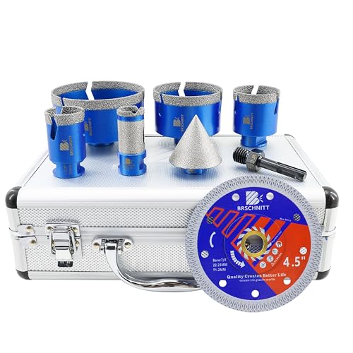 Image of Diamond Core Drill Bit Set - BRSCHNITT Tile Hole Saw Kit 1-3 /8 inch2 inch 3 inch 4 inch & 1 inch Finger Bit & 2 inch Chamfer Bit for Porcelain Tile Ceramic Marble Granite Diamond Blade