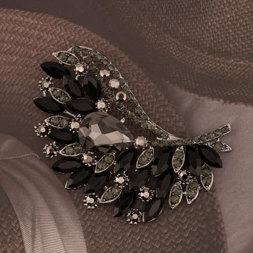 Image of Rhinestone Crystal Big Large Brooch Pin Jewerly Accessory Wing shape Gold Tone