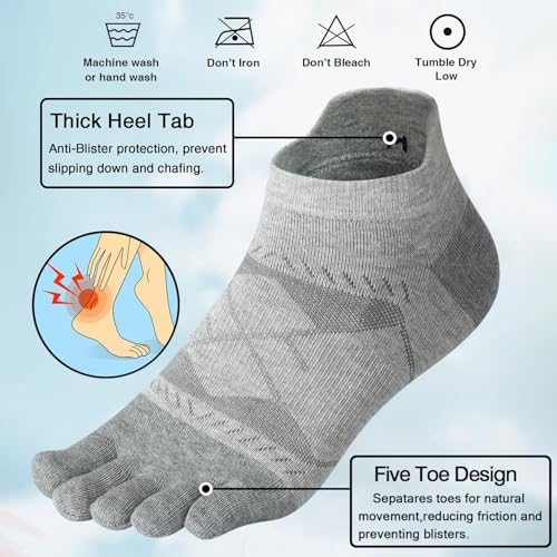 Meaiguo Toe Socks for Men Women-Breathable Low Cut Five Finger Socks For Running with Arch Support 4 Pairs3