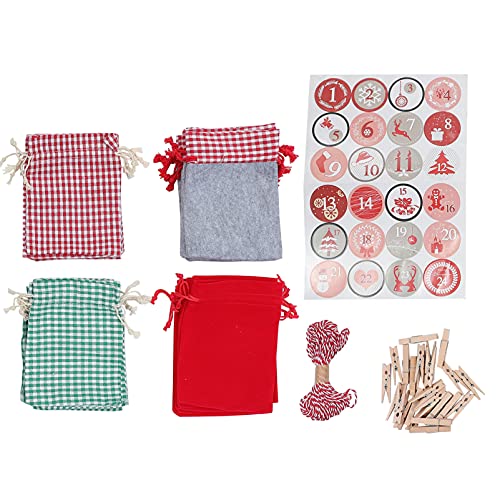 Gadpiparty 1 Set Cookie Noël Avènement Toile De Jute Suspendu Tirage Calendrier De Vieillissement De Noël Clips De Faveur Décoration Jours Présents Clip Sachets De Bonbons Traiter pour Cover