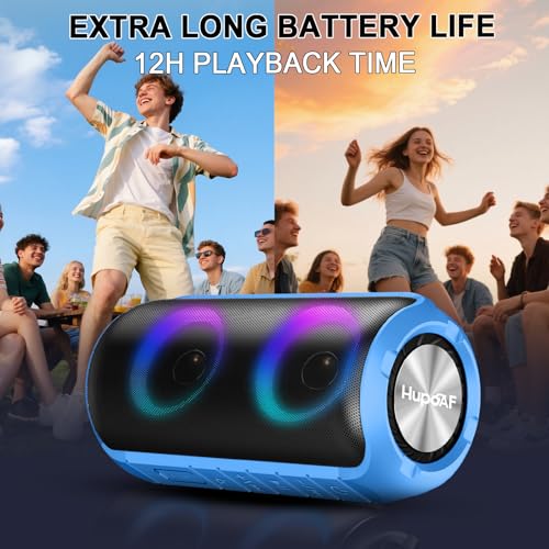 Image of Hupoaf Bluetooth Speaker, 2026 New Portable Wireless Speaker with 6D Loud Sound, IPX7 Waterproof Stocking Stuffers, HD Call, RGB Lights, 12H Playtime for Home /Party /Outdoor /Beach, White Elephant Gift