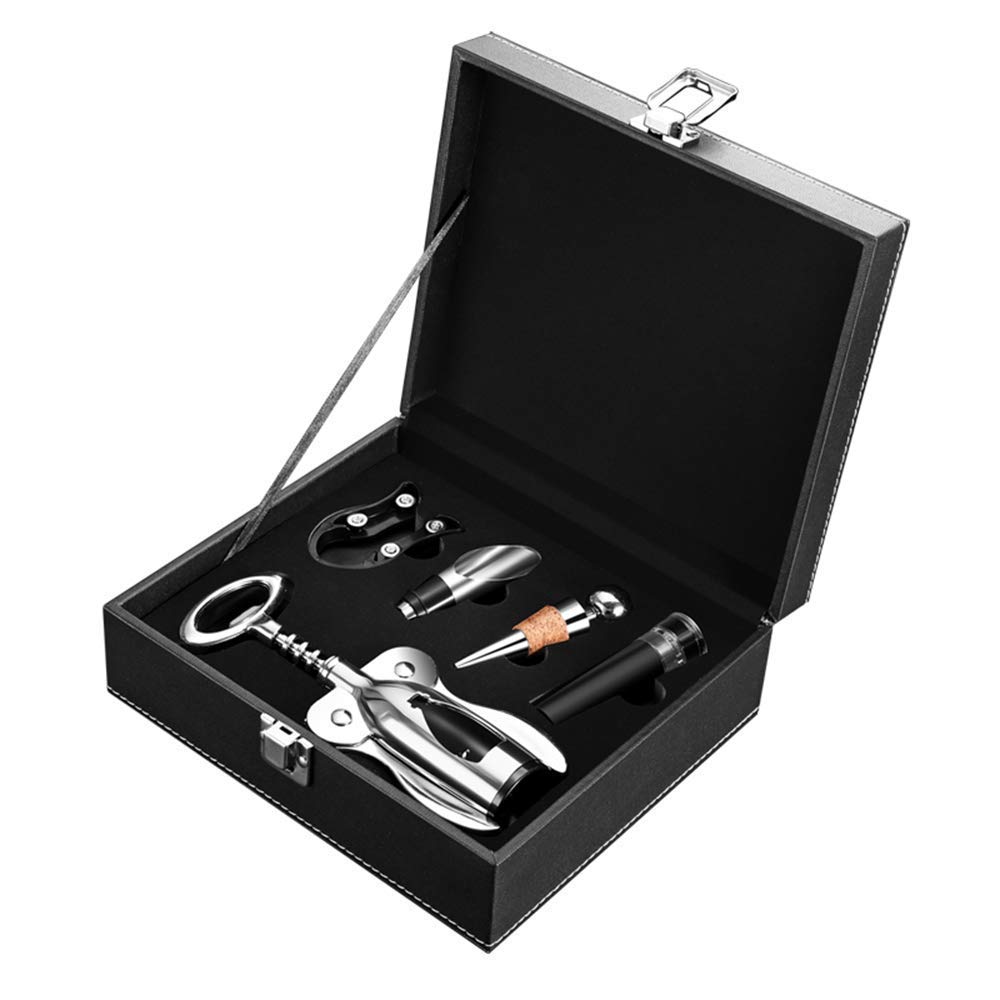 Wein Korkenzieher Set Weinöffner Wein Flaschenöffner mit Folienschneider Weinausgießer Set Geschenkbox Zubehör