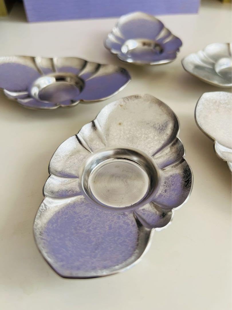 Amazon.co.jp: 茶托 白銀製（ステンレス）菱花型 瑞峯堂 5枚 箱