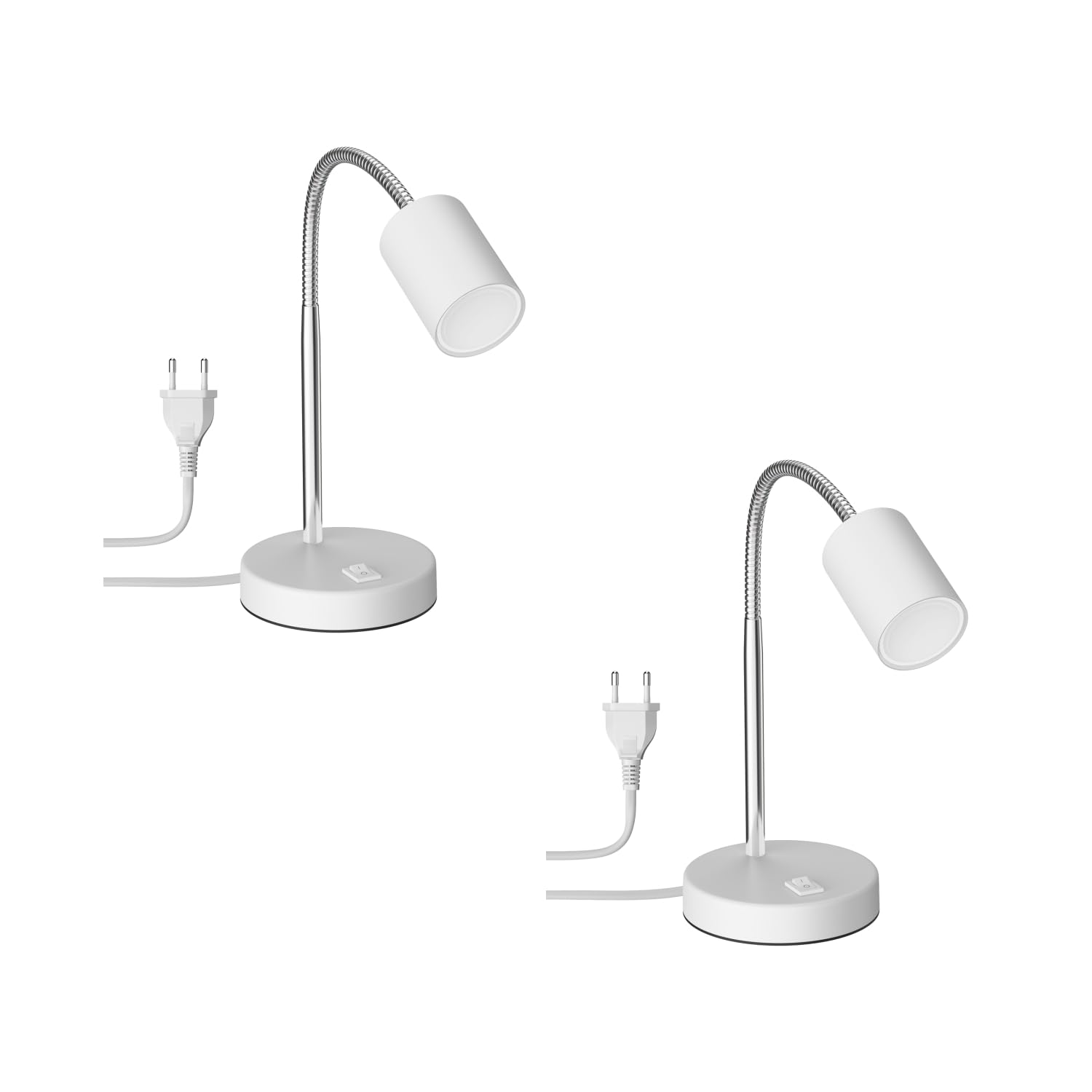 ledscom.de 2x lampada da tavolo WAIKA interruttore a collo d'oca bianco opaco Lampada LED bianca a 3 livelli di dimmerazione 609lm