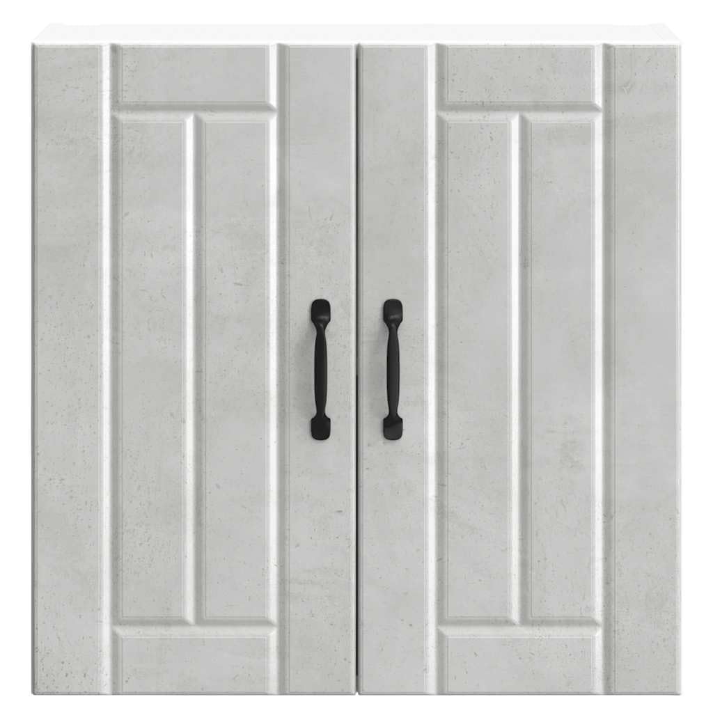 Lucca Küchen-Hängeschrank, Betongrau Holzwerkstoff, 60x31x60 cm, Wandmontage, mit Glastüren, für Geschirr und Kochutensilien