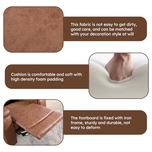Image of CANMOV Faux Leather Manual Recliner Sofa Set, Manual Reclining Sofa and Recliner Chair with Concealed Cup Holders for Living Room,Bedroom Furniture,Brown