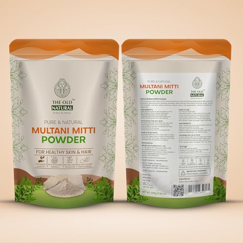 Image of The Old Natural Multani Mitti Powder 200g | 100% Pure & Natural Fuller's Earth | Deep Cleansing Face Pack for Skin & Hair Care | Controls Excess Oil, Removes Impurities & Enhances Natural Glow