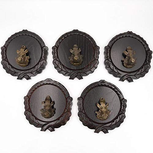 GTK - Juego de 5 placas de cuña talladas oscuras AF 16 cm con 5 piezas de cabeza de cuña, portada grande, tabla de cuñas, cartel para trofeos