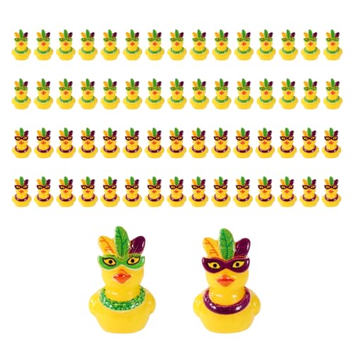 60pcs Mardi Gras Duckies Mask Resin Mini Small Little Tiny Miniature Cruise Ship Duck Bulk Funny Duckies Ornaments Birthday Shower Party Favors Decorations Supplies Toys Gifts Carnival (Mask Style)