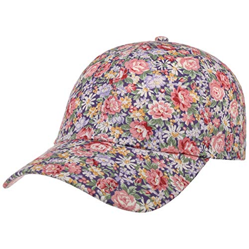 Lipodo Gorra Allover Flowers Mujer - de Beisbol algodón con Visera Primavera/Verano - Talla única Azul Oscuro-Rosa Palo