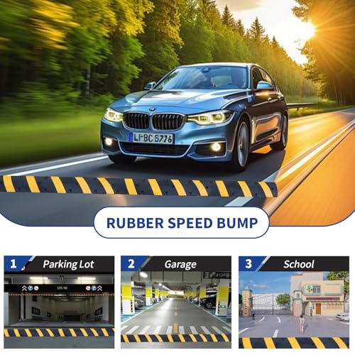 Image of BESEA 72 inch Rubber Speed Bumps for Driveway, Heavy Duty 22000 LBS