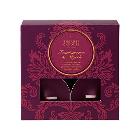 Shearer Candles Frankincense and Myrrh (Pack of 8) Scented Tealights - Burgundy Cover