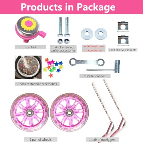 Image of DDJKCZ Training Wheels Flash Mute Wheel Bicycle Compatible for Bikes of 12 14 16 18 20 Inch