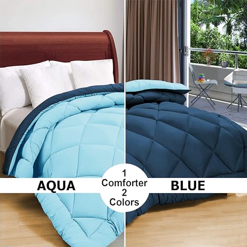 Image of HOMEKART 220 GSM Microfiber Reversible Comforter for Single Bed,Ultra Soft, Skin-Friendly & Hypoallergenic Solid Blanket|Lightweight Cozy & Machine Washable (Teal Blue and Grey)