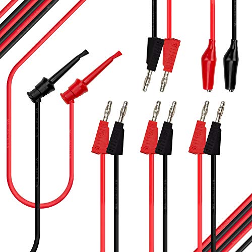 UCTRONICS Banana Plug Multimeter Test Leads, 20 AWG Wire, Banana to Alligator Clips, Banana to Banana Plugs, Banana to Mini Grabbers Test Lead Kit, 3 Pairs