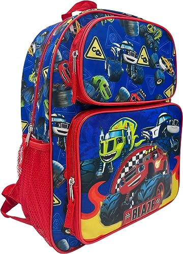Fast Forward Blaze And The Monster Machines 16" Licensed Cargo School Backpack For Boys (Blue-Red)2