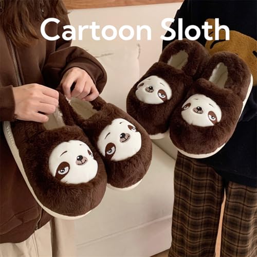 Jfxgjuv Sloth Slippers for Women Men, Cute Giraffe Raccoon Sea Lion Capybara Fluffy Cartoon Animal House Shoes for Indoor Outdoor2