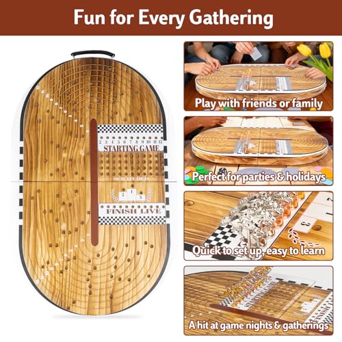 Juego de mesa Carreras de Caballos de madera plegable miniatura 7