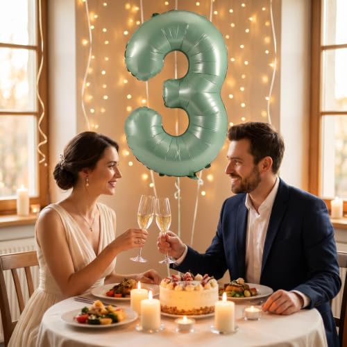 Image of YPSelected 32 Inch Large Foil Helium Number Balloon Birthday Wedding Party 0-9 (Olive Green, 3)