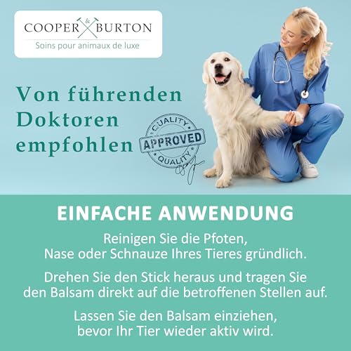 COOPER & BURTON Pfoten-, Nasen- & Schnauzenbalsam für Hunde & Katzen | Schutz vor Hitze, Kälte & Salz | Bienenwachs Propolis Carnaubau- u. Wollwachs | antibakteriell, sicher beim Ablecken | Made in DE