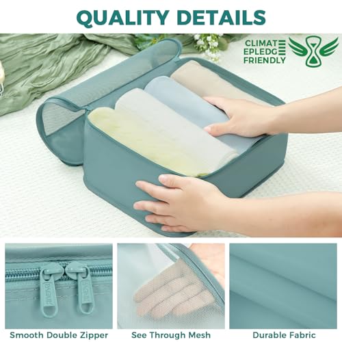 Image of BAGAIL 9 Set Packing Cubes with Packing List Luggage Packing Organizers for Travel Accessories (Dusty Blue)