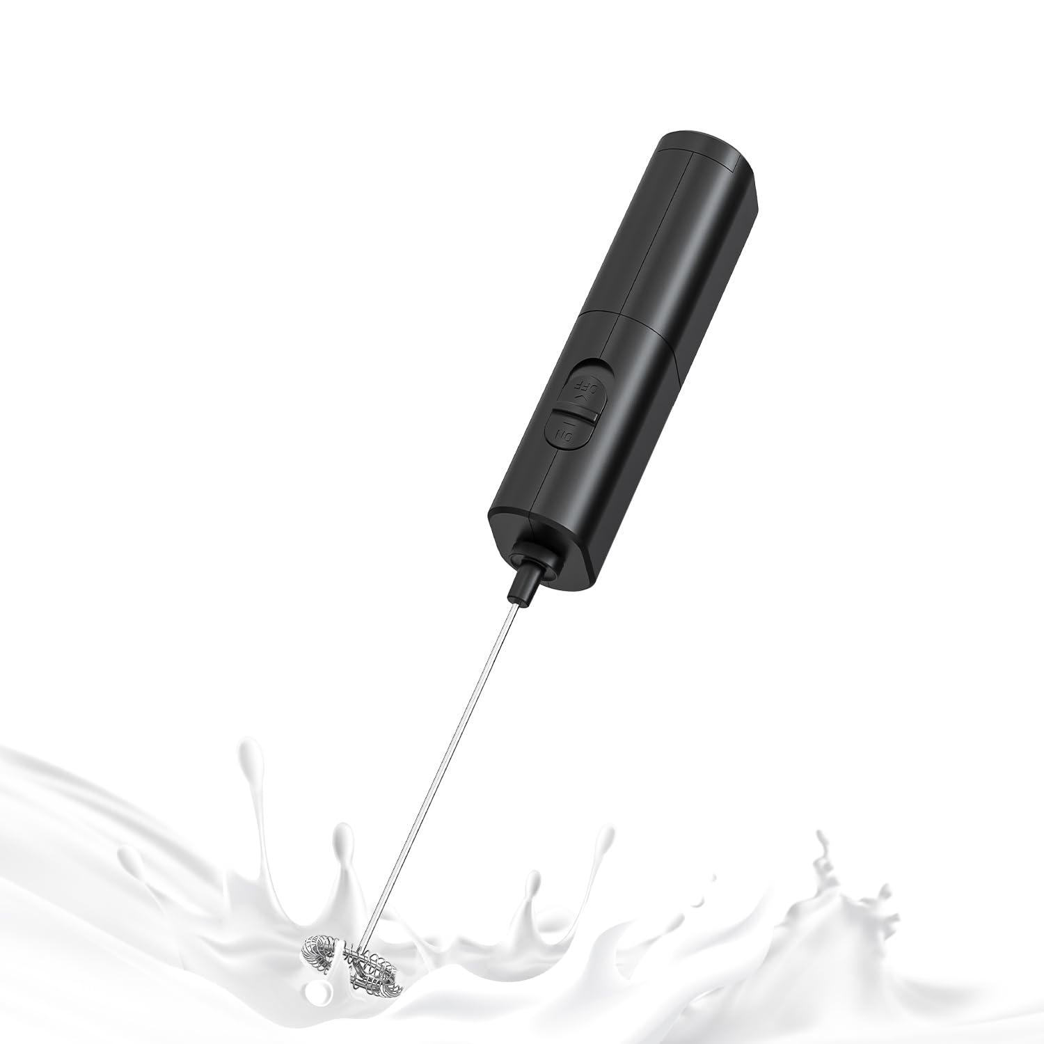 ELMWAY Compact Handheld Electric Milk Frother – Battery Operated Coffee Frother & Mini Electric Whisk for Latte, Cappuccino & Matcha (2 × AA Batteries) – Black
