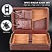KEENSUN Cigar Case- 4-Finger Brown Ostrich Pattern Genuine Leather Travel Cedar Wood Cigar Humidor with Cigar Cutter and Cigar Holder Great Gift for Men