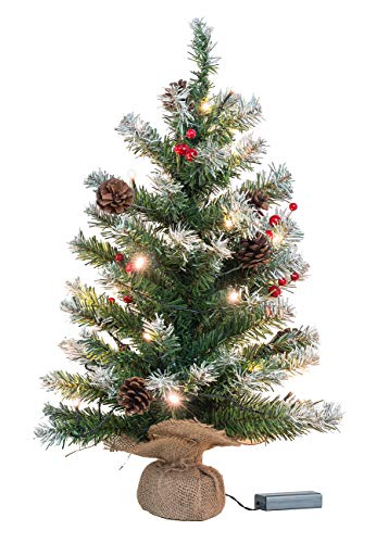 Britesta Tannenbaum Deko: Deko-Weihnachtsbaum mit 30 LEDs, Pinienzapfen und Eibenbeeren, 60 cm (Deko Weihnachtsbaum klein) Cover