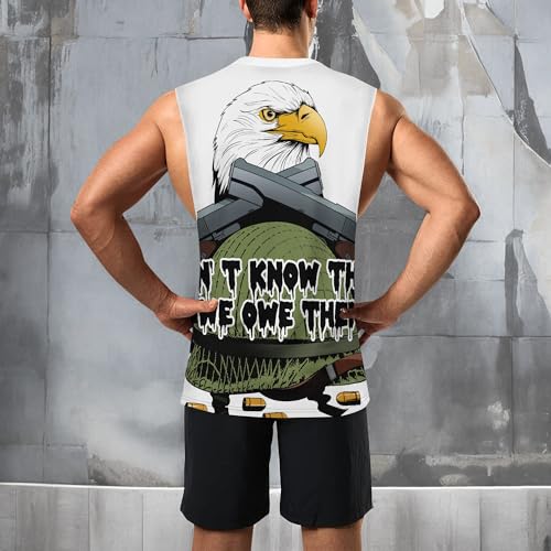 Image of Zhyaj Summer Tanks Top for Men Flag Graphic Print Sleeveless Shirts Casual Working Out Vest T-Shirts Loose-Fit Men's Tank